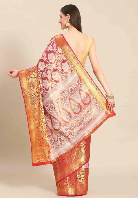 Pink Woven Design Tissue Silk Saree