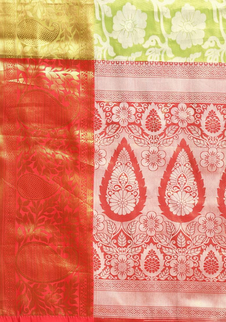 Green Woven Design Tissue Silk Saree