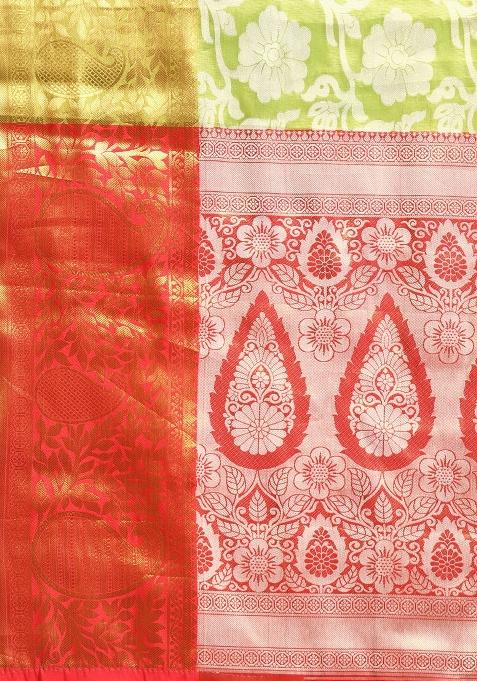 Green Woven Design Tissue Silk Saree