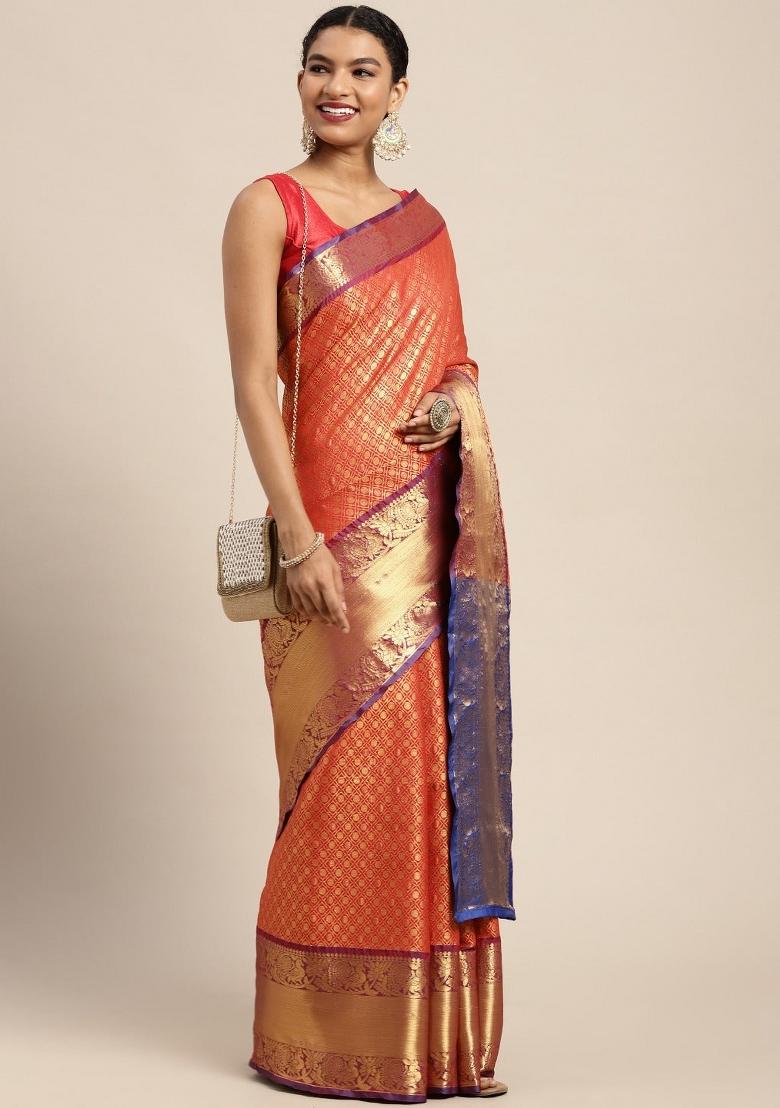 Red Woven Design Pure Silk Saree