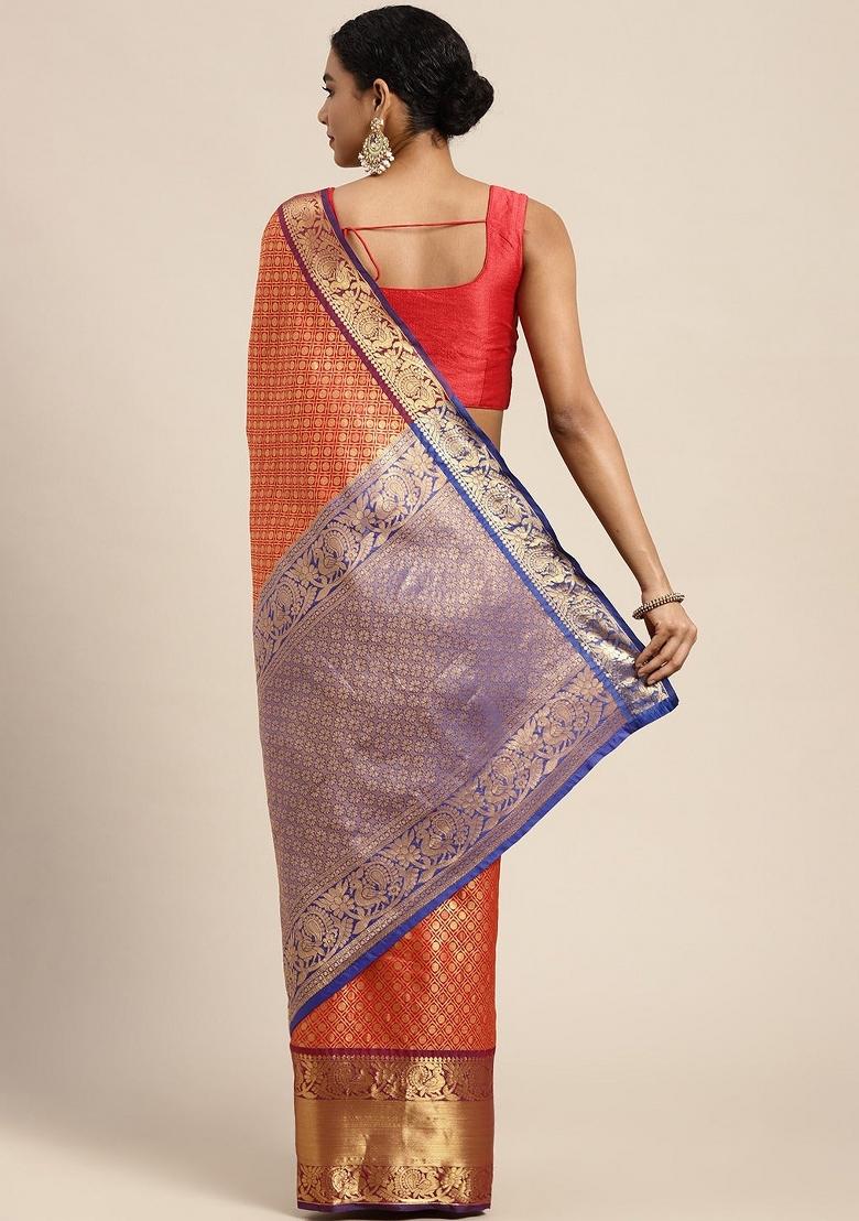 Red Woven Design Pure Silk Saree