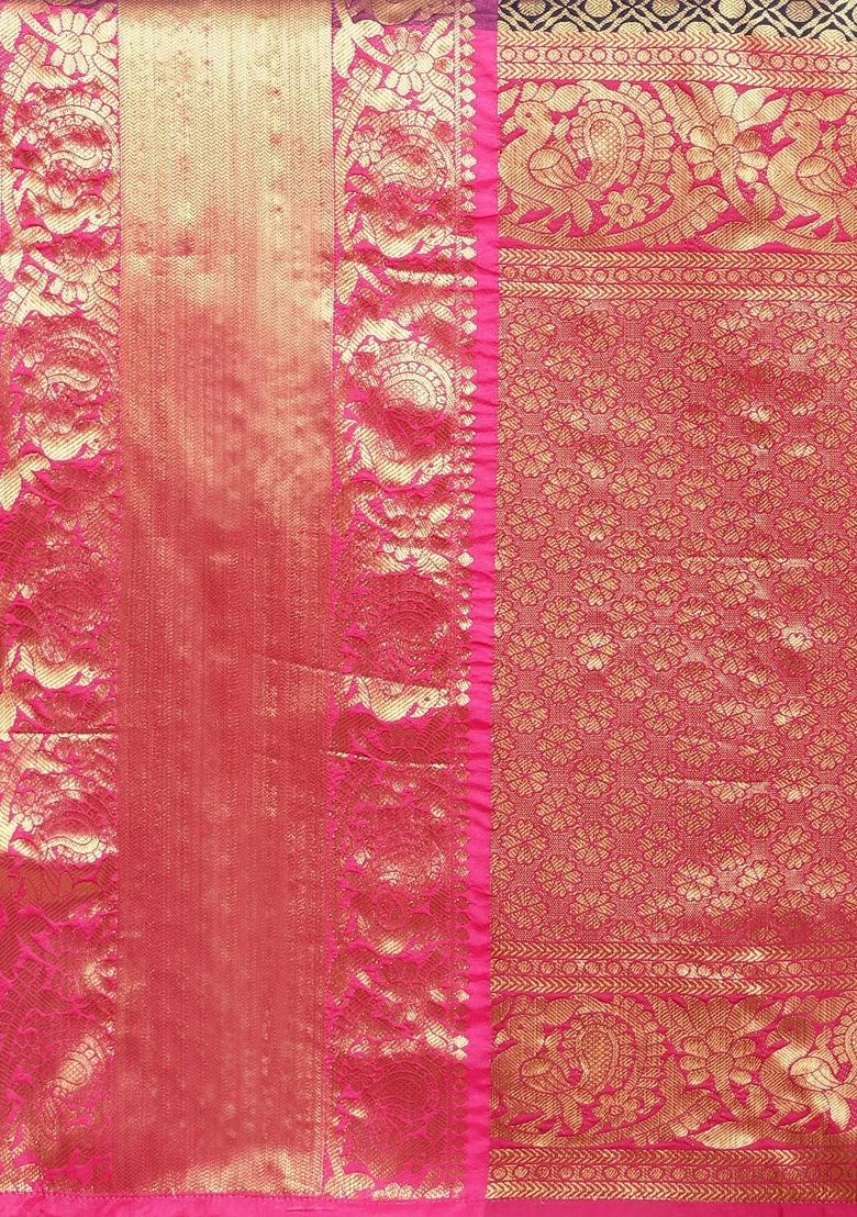 Navy Blue Woven Design Pure Silk Saree