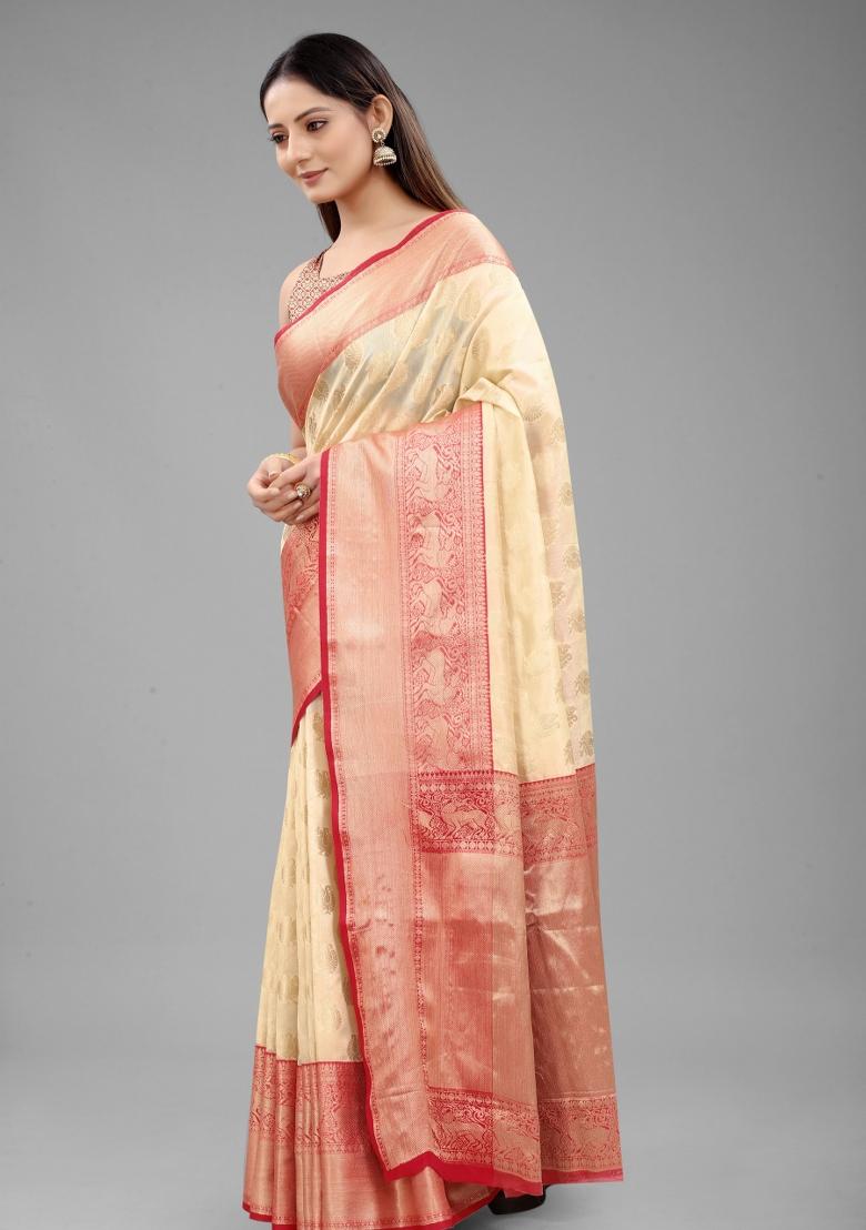 White Woven Design Pure Silk Saree