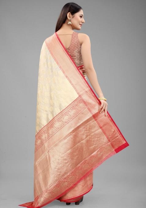 White Woven Design Pure Silk Saree