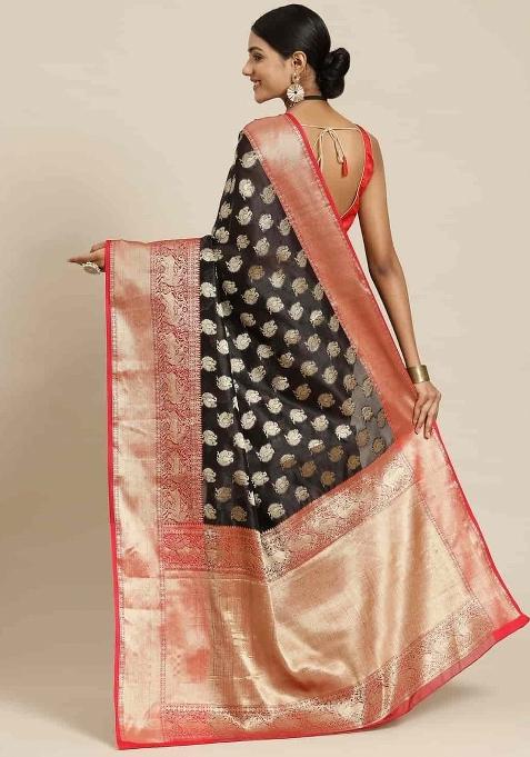 Black Woven Design Pure Silk Saree