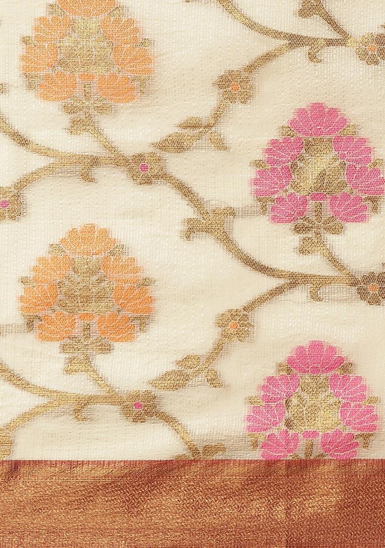 Beige Woven Design Tusser Silk Saree