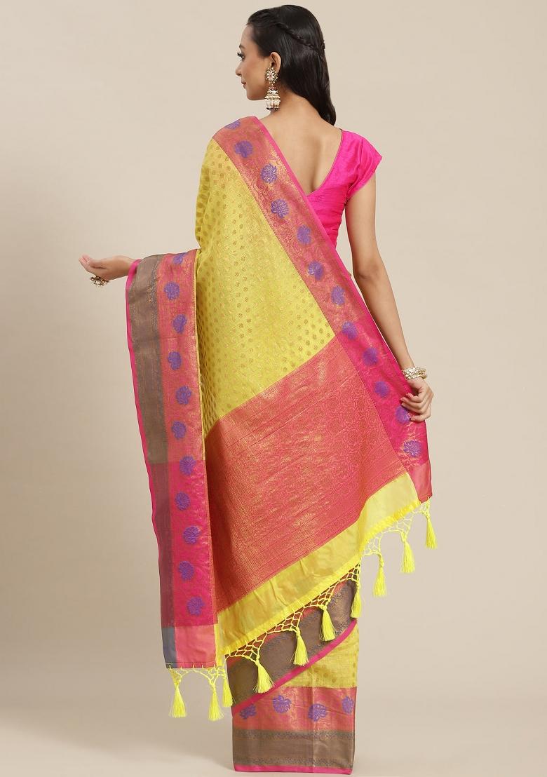 Yellow Woven Design Art Silk Saree