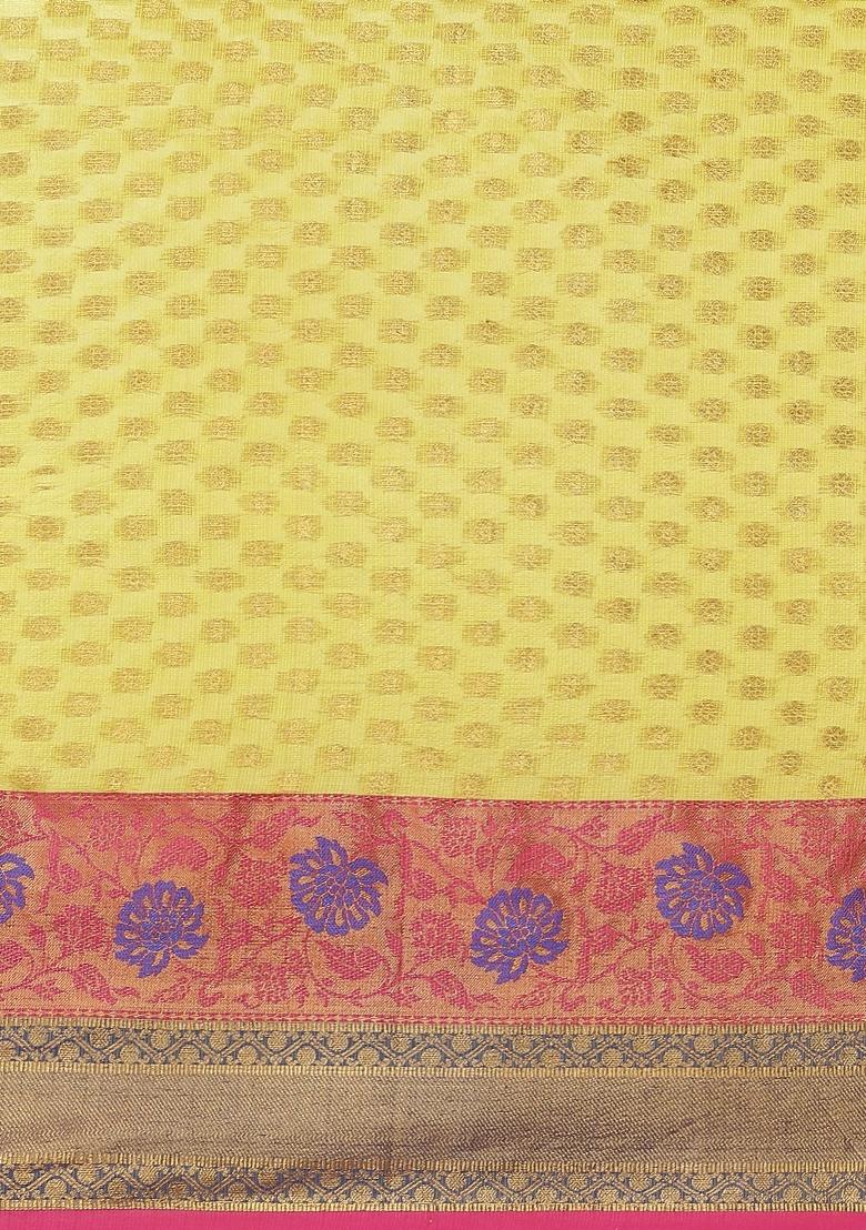Yellow Woven Design Art Silk Saree