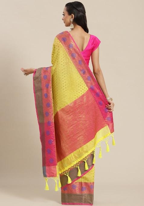 Yellow Woven Design Art Silk Saree
