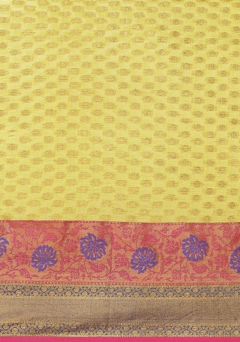 Yellow Woven Design Art Silk Saree