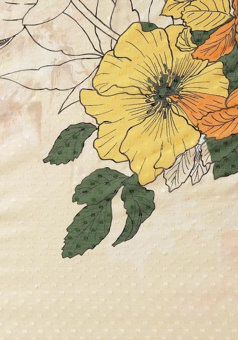 Cream Printed Chiffon Saree