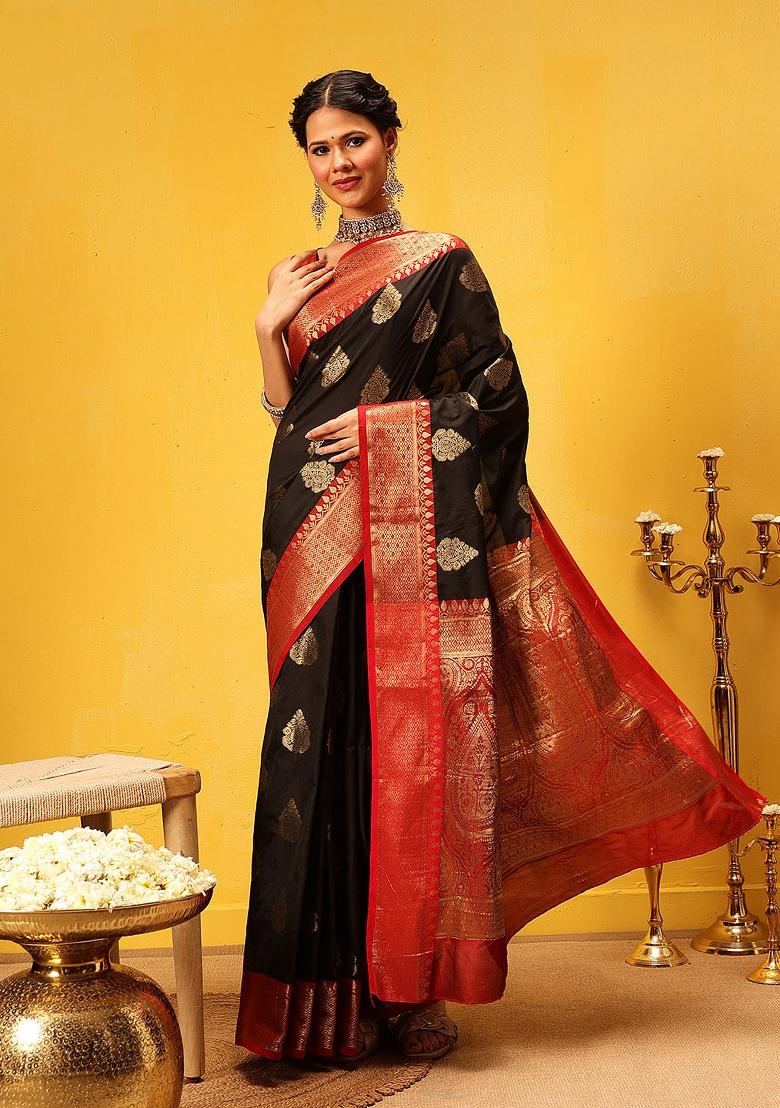 Black Woven Design Banarasi Silk Saree