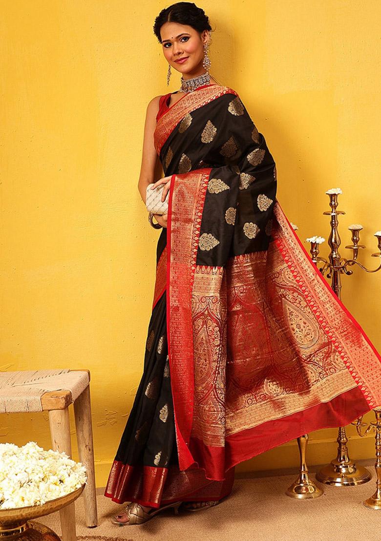 Black Woven Design Banarasi Silk Saree