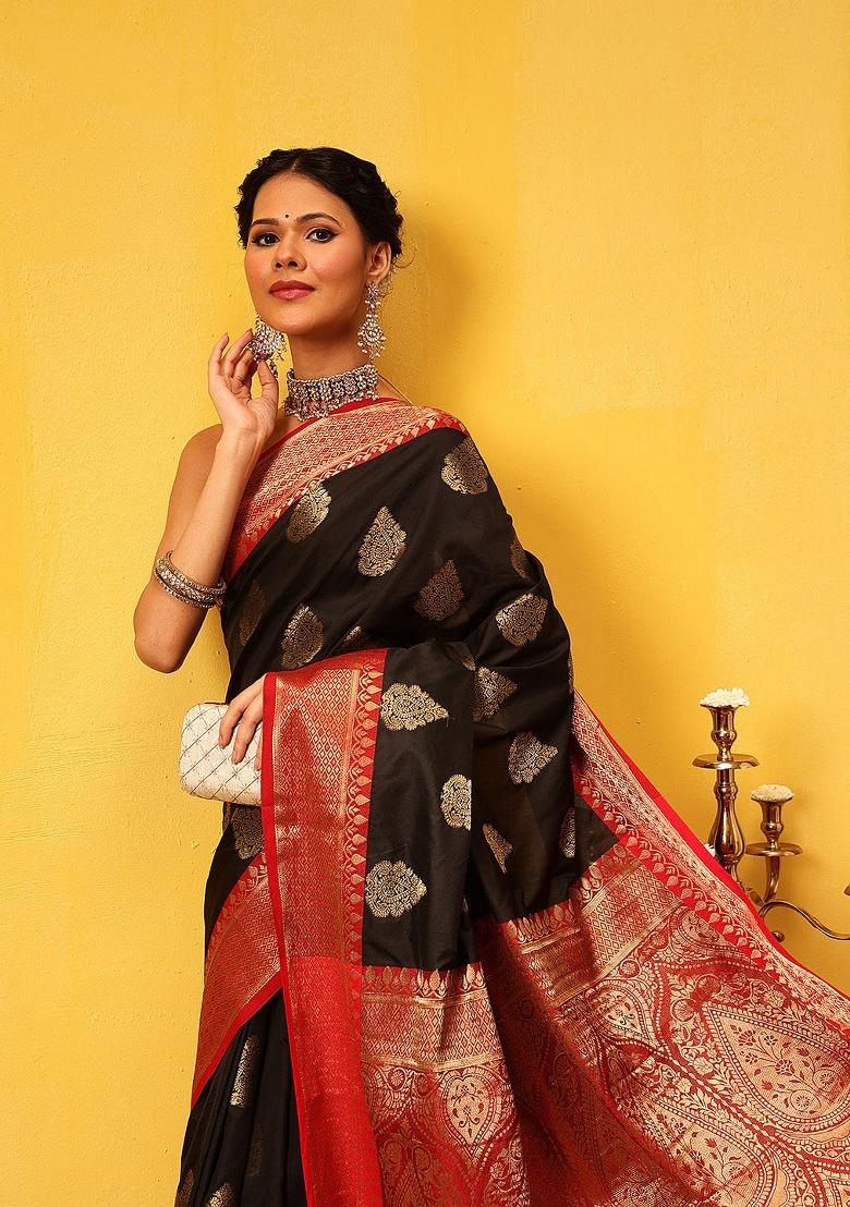 Black Woven Design Banarasi Silk Saree