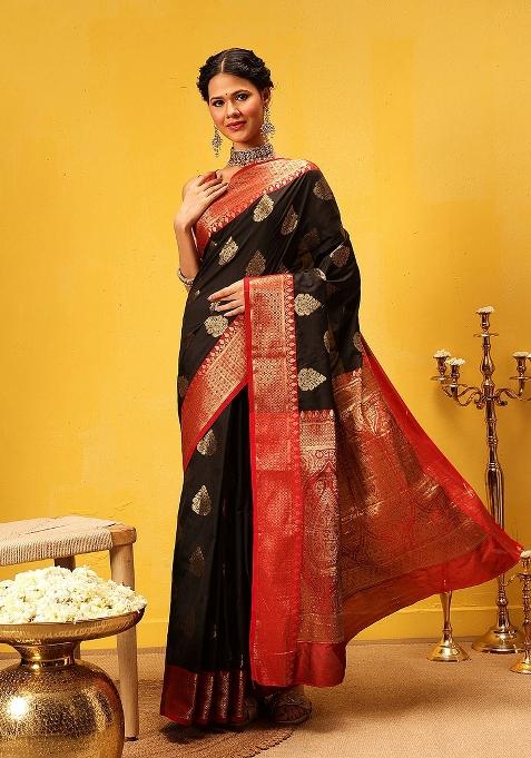 Black Woven Design Banarasi Silk Saree