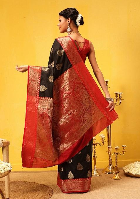 Black Woven Design Banarasi Silk Saree