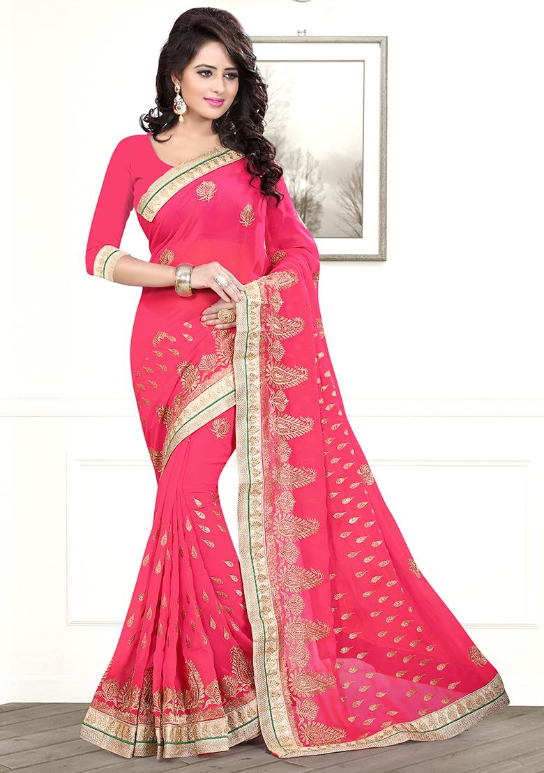 Gajari Embroidered Georgette Saree Set