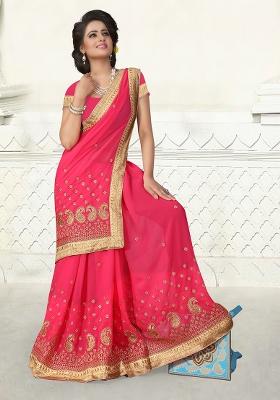 Gajari Embroidered Georgette Saree Set