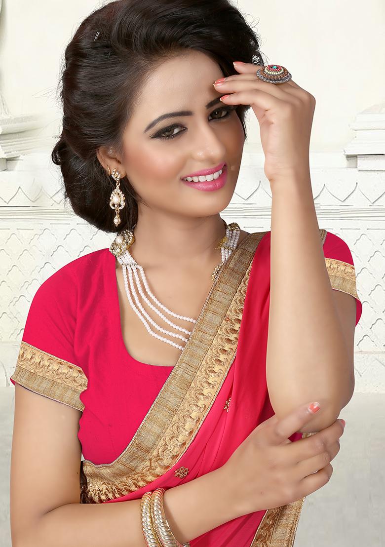 Gajari Embroidered Georgette Saree Set - Indya