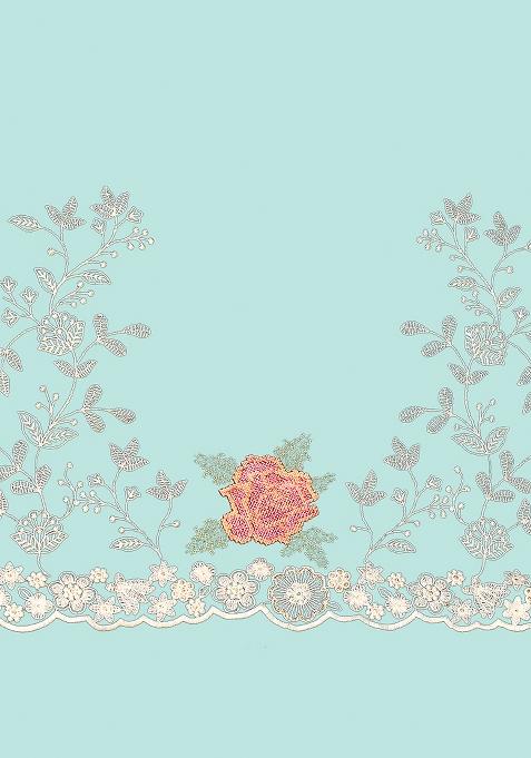 Mint Embroidered Georgette Saree Set