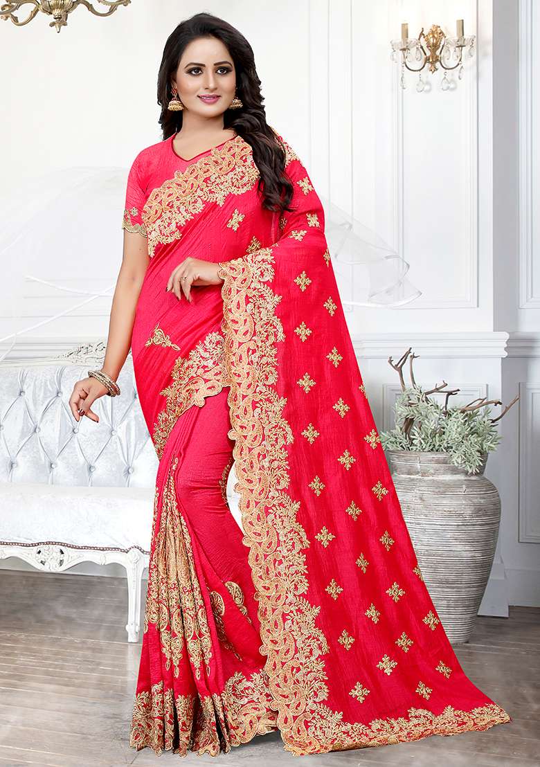 Gajari Blue Cherry Silk Blend Saree Set with Embroidered for Diwali | Wedding & Festive Wear - Indya