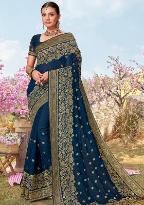 Morpeach Embroidered Georgette Saree Set