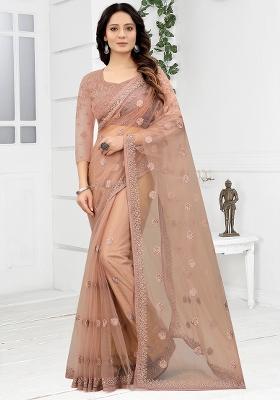 Mouse Embroidered Net Saree Set