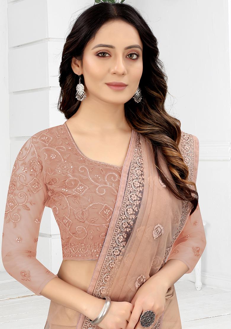 Mouse Embroidered Net Saree Set - Indya