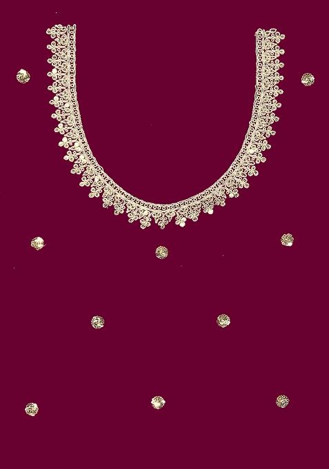 Wine Embroidered Georgette Saree Set