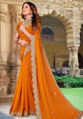 Mustrad Embroidered Georgette Saree Set