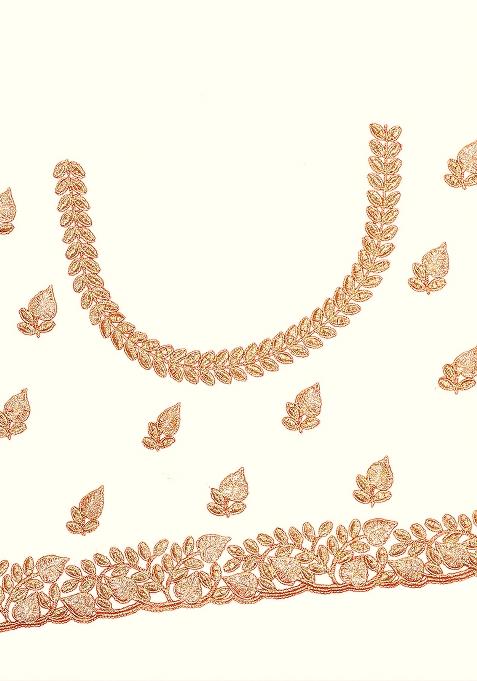 Off White Embroidered Pure Satin Saree Set