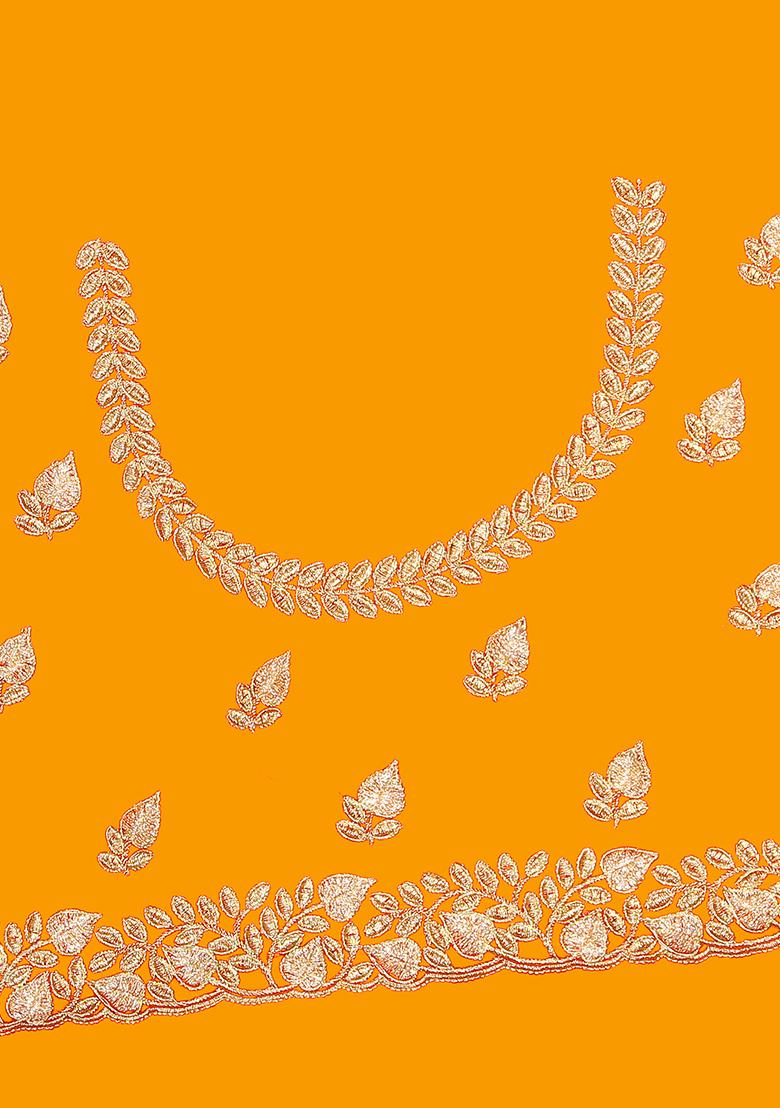 Mustrad Embroidered Pure Satin Saree Set