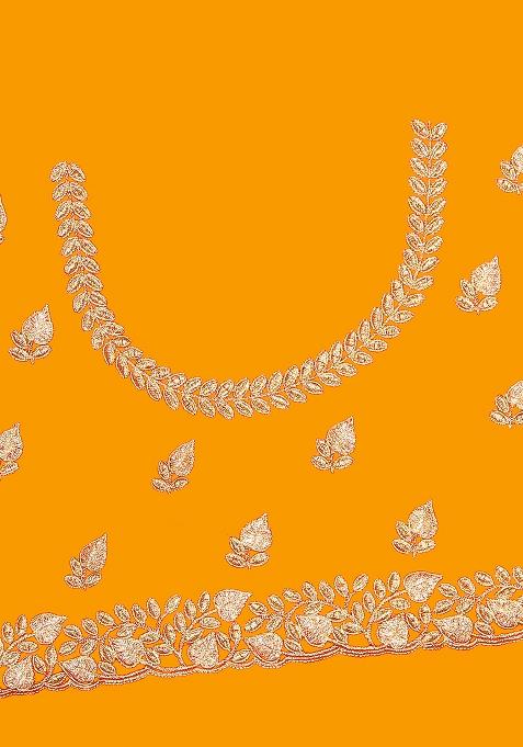 Mustrad Embroidered Pure Satin Saree Set