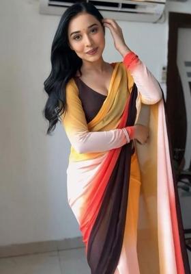 Multicolor Embroidered Georgette Saree Set