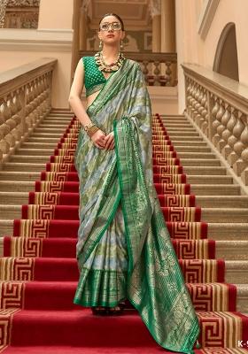 Green Zari Work Silk Saree Set