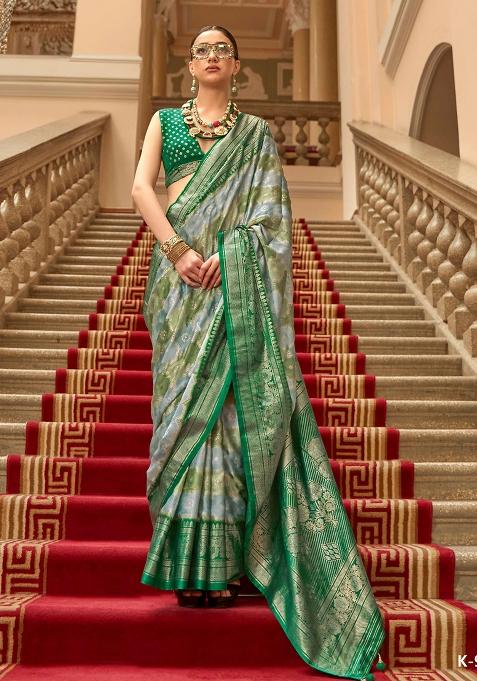 Green Zari Work Silk Saree Set