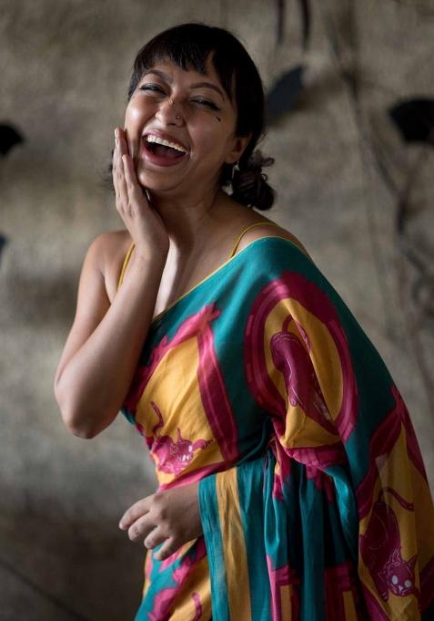 Teal Handloom Khadi Cotton Silk Saree Set