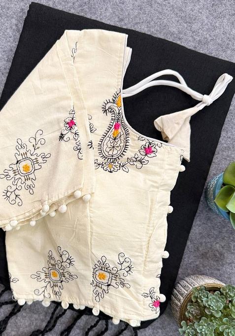 Black Handloom Khadi Cotton Silk Saree Set