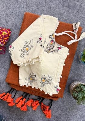 Brown Handloom Khadi Cotton Silk Saree Set