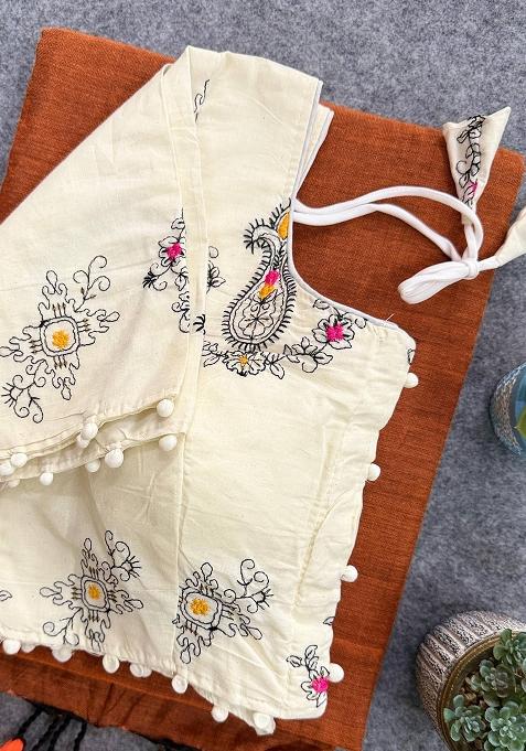 Brown Handloom Khadi Cotton Silk Saree Set