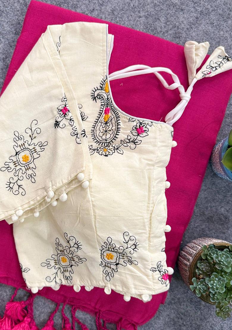 Rani Handloom Khadi Cotton Silk Saree Set - Indya