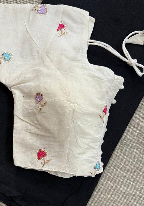 Black Handloom Khadi Cotton Silk Saree Set