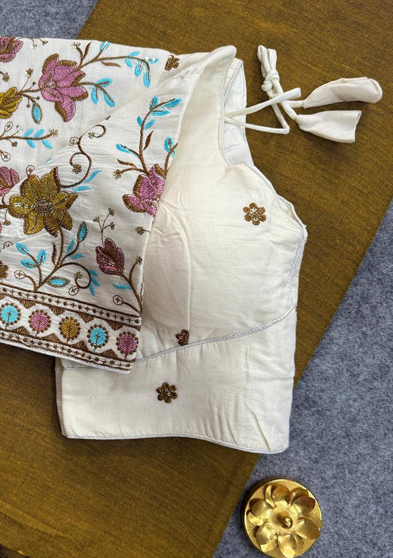 Mahendi Handloom Khadi Cotton Silk Saree Set - Indya