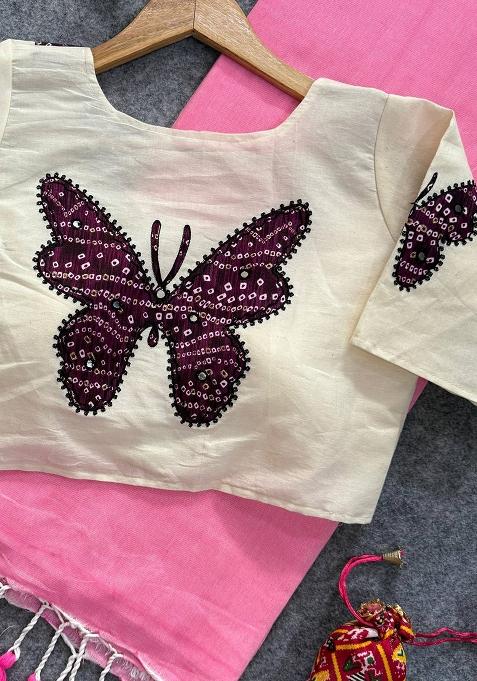 Baby Pink Handloom Khadi Cotton Silk Saree Set