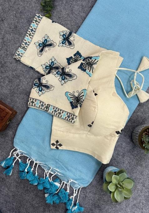 Sky Handloom Khadi Cotton Silk Saree Set