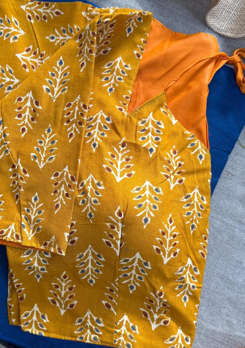 Blue Handloom Khadi Cotton Silk Saree Set