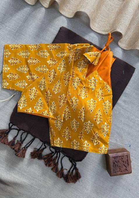 Coffee Handloom Khadi Cotton Silk Saree Set