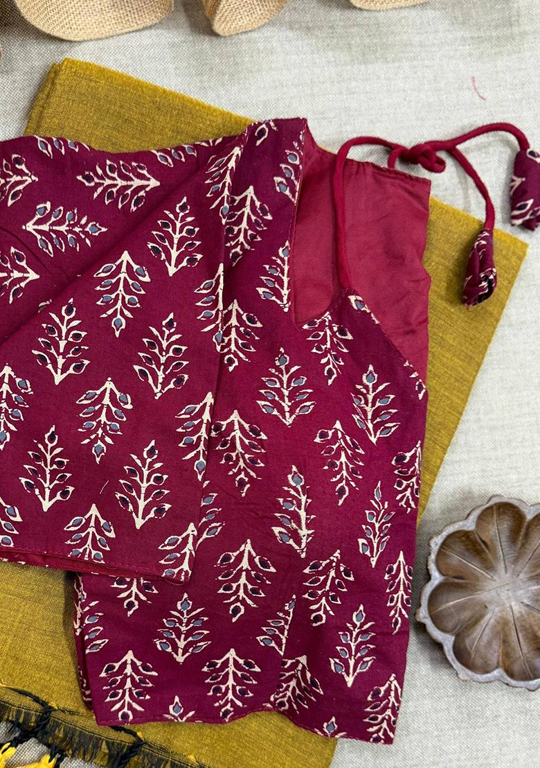 Gold Handloom Khadi Cotton Silk Saree Set