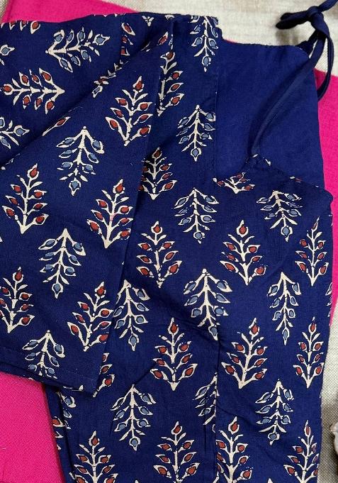 Pink Handloom Khadi Cotton Silk Saree Set