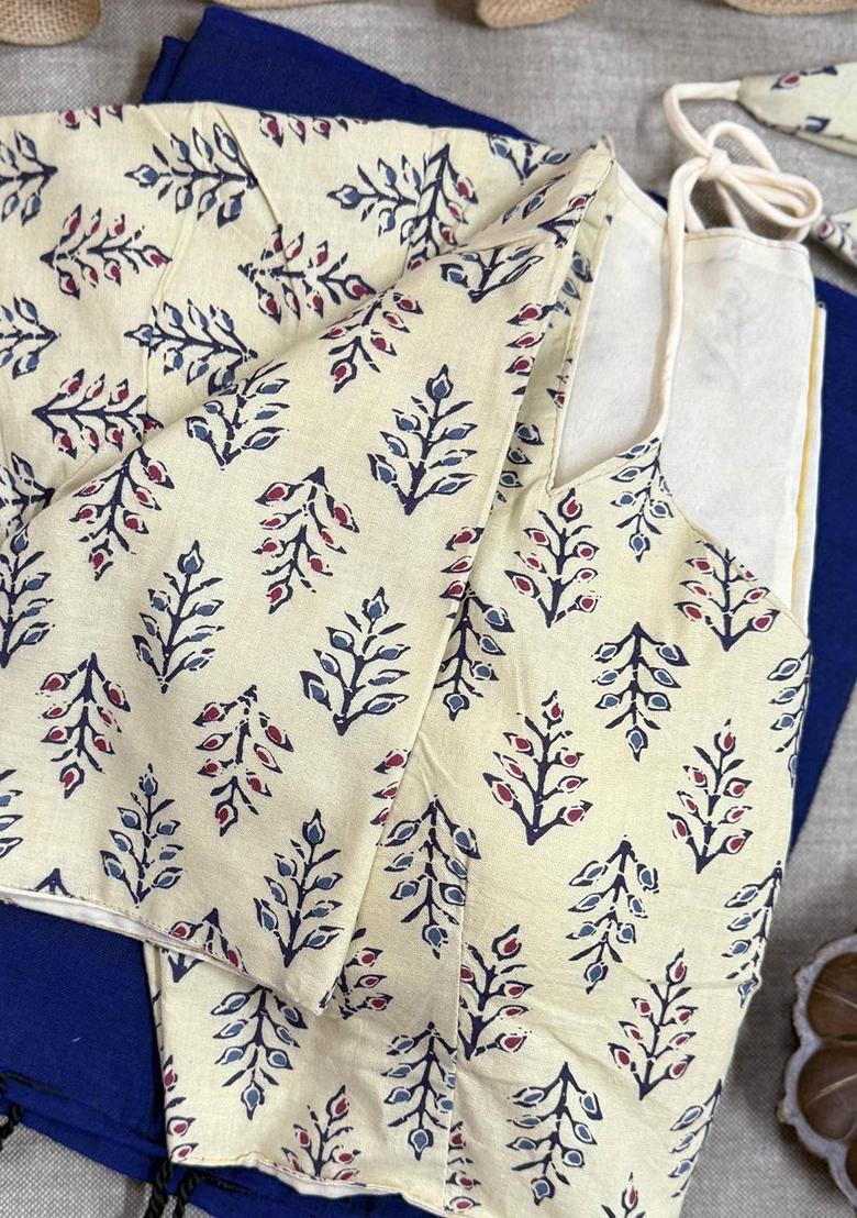 Violet Handloom Khadi Cotton Silk Saree Set - Indya